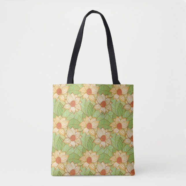 Bolsa Tote Teste padrão retro da magnólia (Frente)