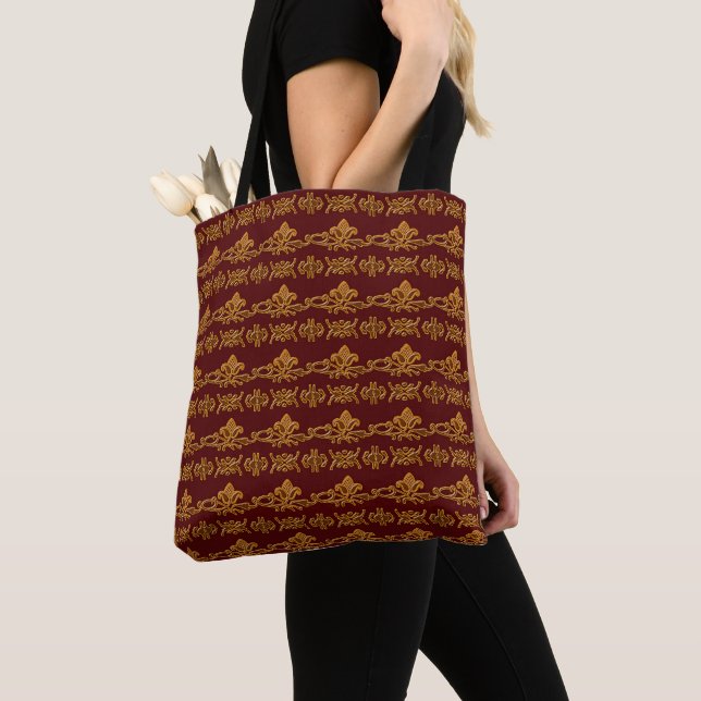 Bolsa Tote Teste padrão retro floral (Close Up)
