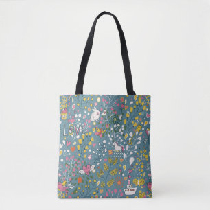 Bolsa Tote Teste padrão romântico abstrato com desenhos