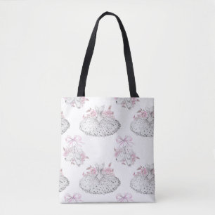 Bolsa Tote Teste padrão romântico com os vestidos do balé 