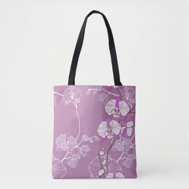 Bolsa Tote Teste padrão roxo da orquídea (Frente)