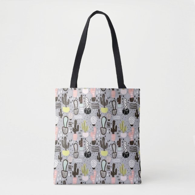 Bolsa Tote Teste padrão Textured tirado mão do cacto (Frente)