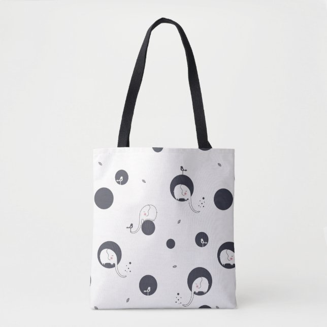 Bolsa Tote Teste padrão tímido do elefante (Frente)