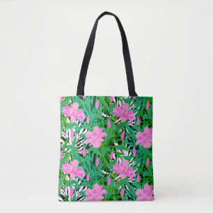 Bolsa Tote Teste padrão tropical com flores da selva