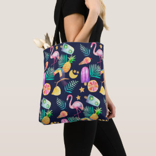 Bolsa Tote Teste padrão tropical do abacaxi dos pássaros