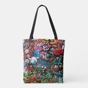 Bolsa Tote Teste padrão urbano dos caráteres dos grafites d