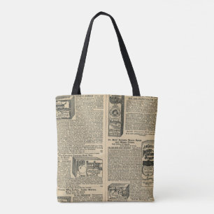 Bolsa Tote teste padrão velho legal do jornal do catálogo d