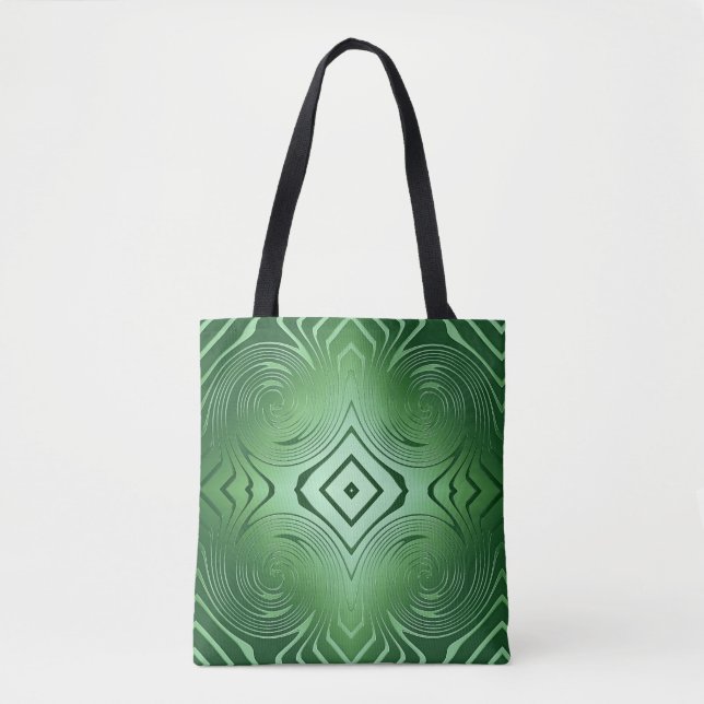 Bolsa Tote teste padrão verde abstrato do redemoinho (Frente)