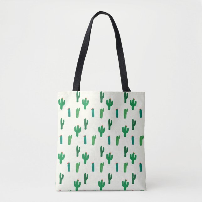 Bolsa Tote Teste padrão verde-claro do cacto (Frente)