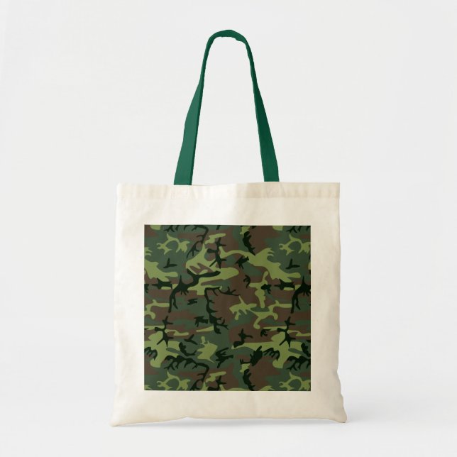 Bolsa Tote Teste padrão verde de Camo Brown da camuflagem (Frente)