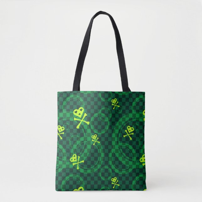 Bolsa Tote Teste padrão verde de Emo com círculos (Frente)