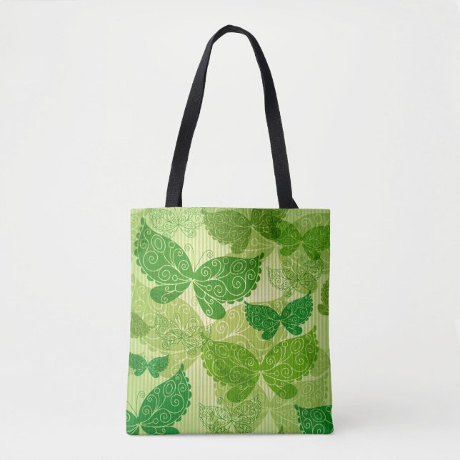 Bolsa Tote Teste padrão verde do primavera (Frente)