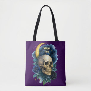 Bolsa Tote Testemunha Ética Gótica Floral de Halloween Creepy