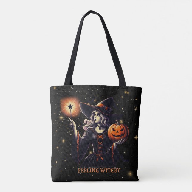 Bolsa Tote Testemunha - Pumpkin, Magic Wand, Estrelas (Verso)