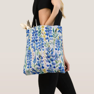 Bolsa Tote Texas Bluebonnet Wildflower Pattern