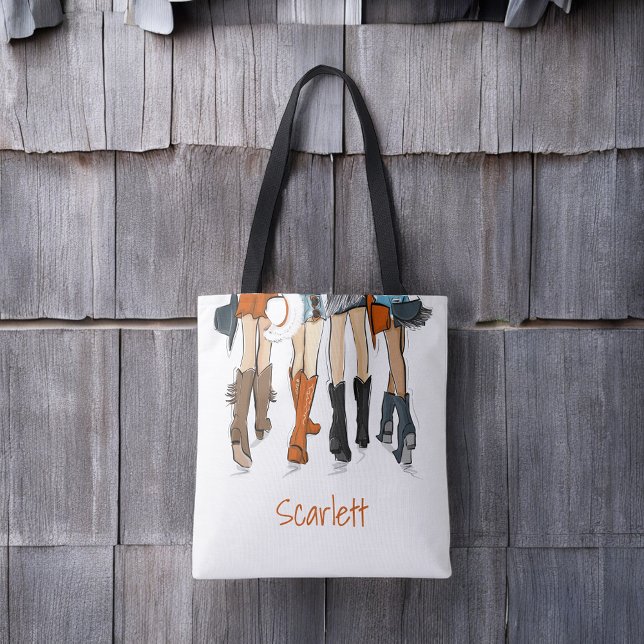 Bolsa Tote Texas Damas Fashion Cowboy Boots Orange Custom (Criador carregado)