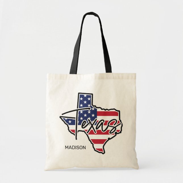 Bolsa Tote Texas de nome personalizado (Frente)