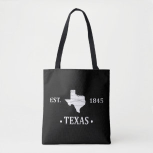 Bolsa Tote Texas mapeia branco o estado de estrela solitária