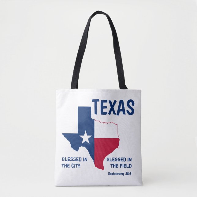 Bolsa Tote TEXAS Monograma Escritura Cristã Abençoada (Frente)