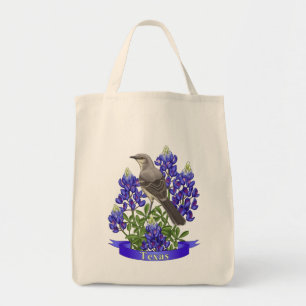 Bolsa Tote Texas State Mockingbird & Bluebonnet Flower