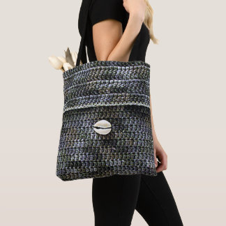 Bolsa Tote Têxtase de Cinza de Cowrie Shell Artisan Crochet I