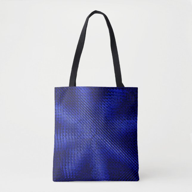 Bolsa Tote Têxteis azuis e xadrezes pretas (Frente)