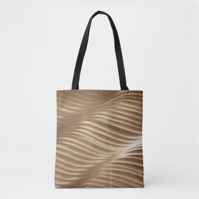 Bolsa Tote Têxteis castanhos e de listras brancas (Frente)