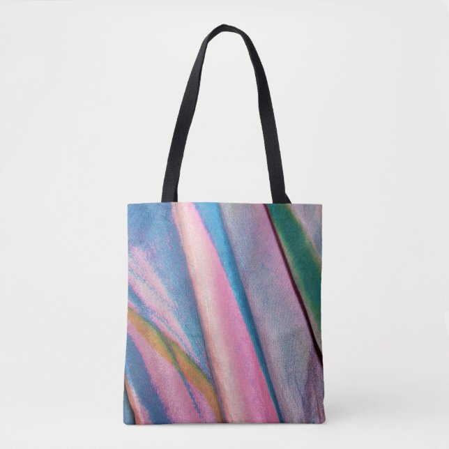 Bolsa Tote Têxteis verdes azuis cor-de-rosa (Frente)