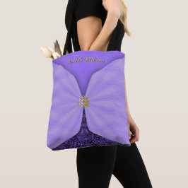 Bolsa Tote Têxtil Ilusão de Joia Roxa Personalizada
