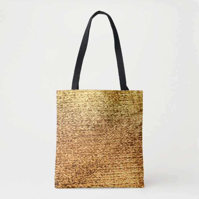 Bolsa Tote Têxtil ouro: fundo macro glamouroso. (Frente)