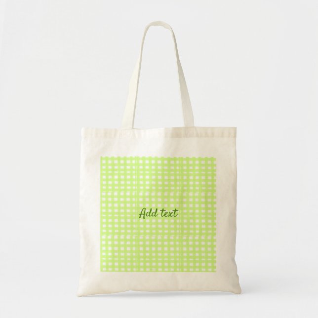 Bolsa Tote Texto adicional personalizado do ginham de xadrez  (Frente)
