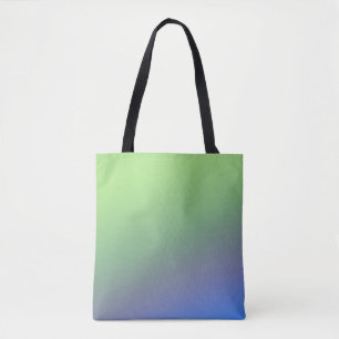 Bolsa Tote Texto azul verde do arco-íris abstrato