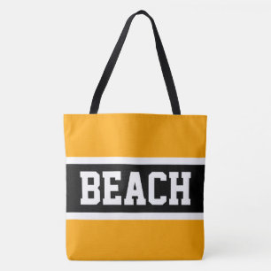 Bolsa Tote Texto BEACH Negrito Brilho Amarelo-Amarelo-Faixa B