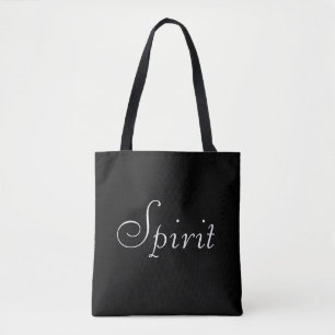 Bolsa Tote Texto Branco Espírito Moderno Editável em Preto
