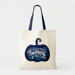 Bolsa Tote texto da moda sobre abóbora para Ação de Graça