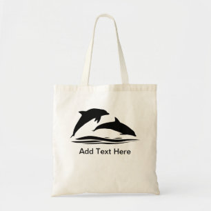 Bolsa Tote Texto de adição de silhueta de golfinhos