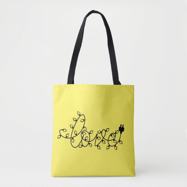 Bolsa Tote Texto de Amor das Luzes de Natal-45871 (Frente)
