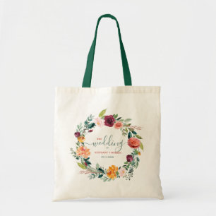 Bolsa Tote Texto de Casamento Personalizado das Flores de Jar