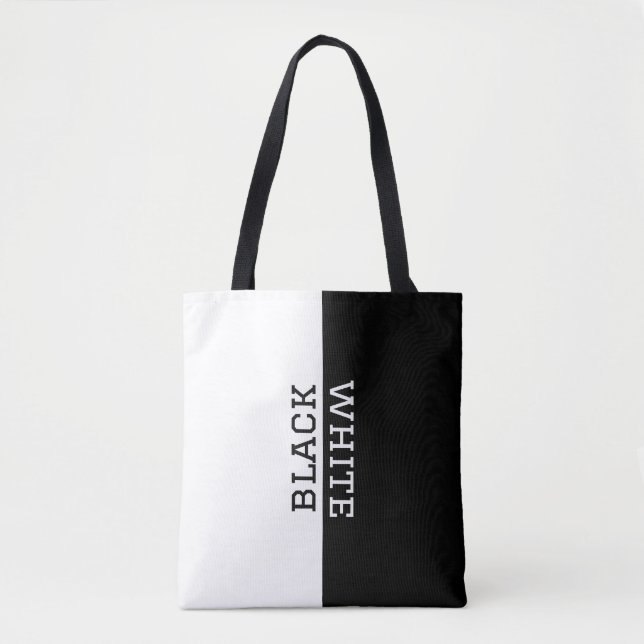 Bolsa Tote Texto de Espelhamento Preto e Branco - Saco de Toq (Frente)