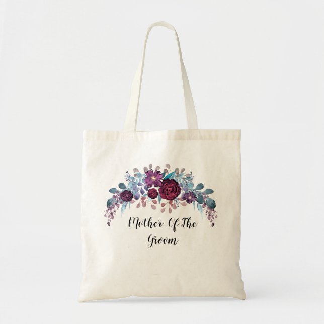 Bolsa Tote texto de monograma personalizado flor de aquarela  (Frente)