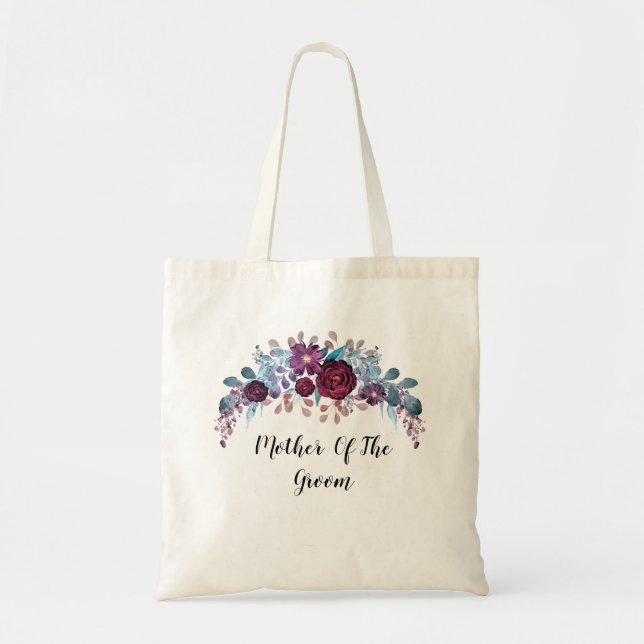 Bolsa Tote texto de monograma personalizado flor de aquarela  (Frente)