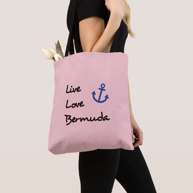 Bolsa Tote Texto de Script do Live Love Bermuda com Âncora (Close Up)