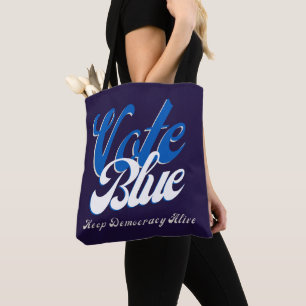 Bolsa Tote Texto do Estilo Retroativo Azul