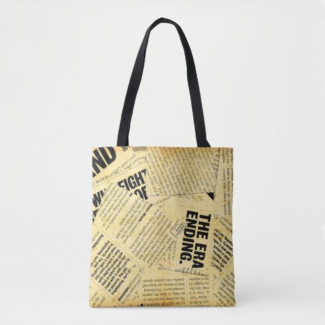 Bolsa Tote Texto do jornal com papel antigo (Frente)