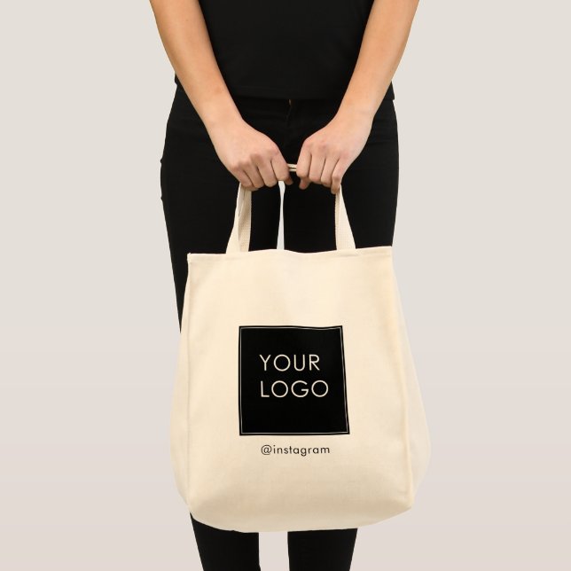 Bolsa Tote Texto do logotipo comercial personalizável (Frente (produto))