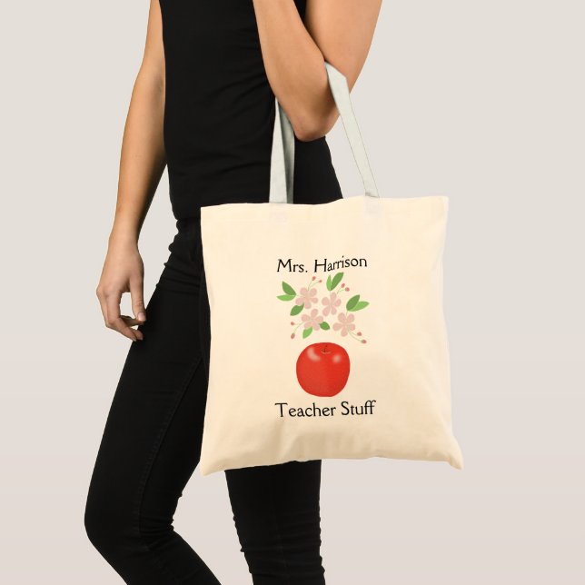 Bolsa Tote Texto do Nome Personalizado da Oferta da Apple de  (Frente (produto))