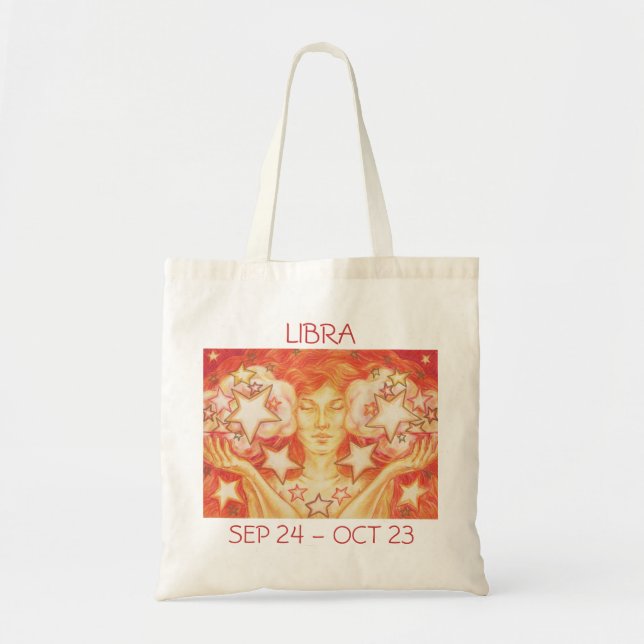 Bolsa Tote Texto do saco de toalhas de Libra Zodiac (Frente)