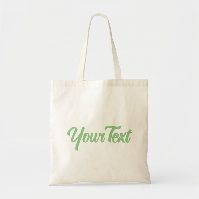 Bolsa Tote Texto do Script Verde de Sage Moderno do Cliente (Frente)