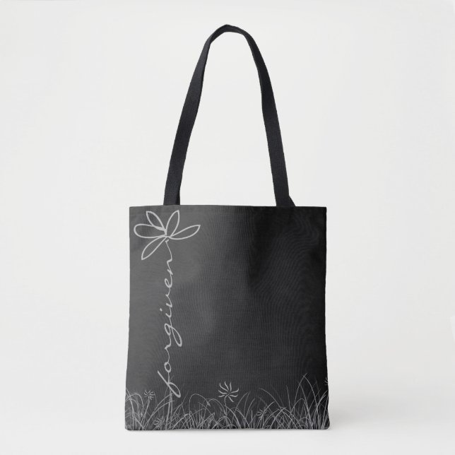 Bolsa Tote texto forjado flor de margarida (Frente)
