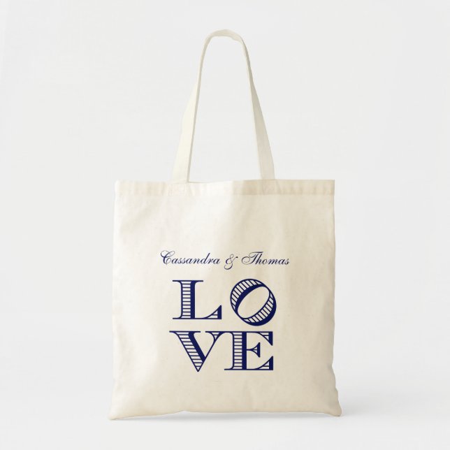 Bolsa Tote Texto Gráfico do LOVE - Azul (Frente)
